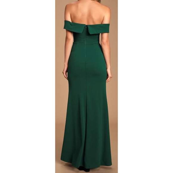 Lulu's Song of Love Hunter Green Off-the-Shoulder Maxi Dress - Picture 8 of 9